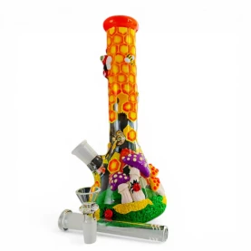 Sklenené  bongo Phoenix Art Honey Bees - vybratý kotol