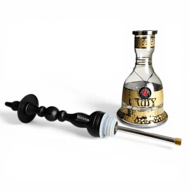 Vodná fajka AMY Deluxe Little Kura Black - Gold - telo a váza vodnej fajky