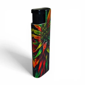 Zapalovač Neon Rasta Cannabis - pohľad odzadu