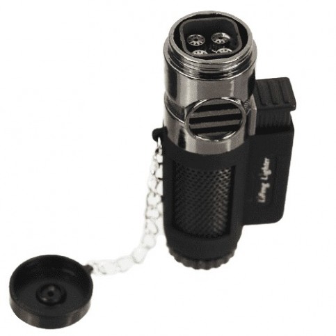 Cigarový zapaľovač 4 tryskový čierny