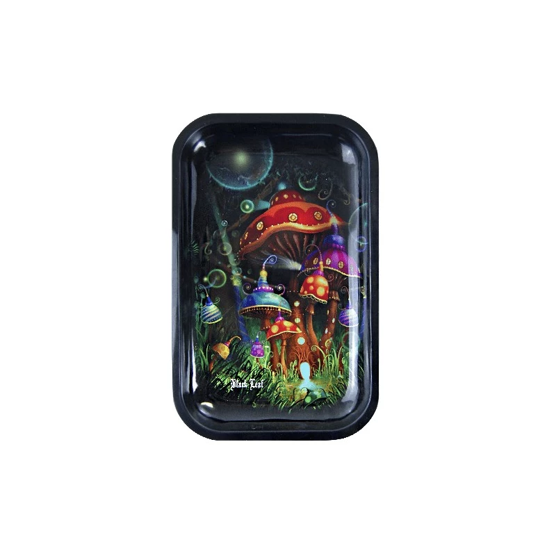 Magic Mushroom Black Leaf Roll Tray (M) kovová