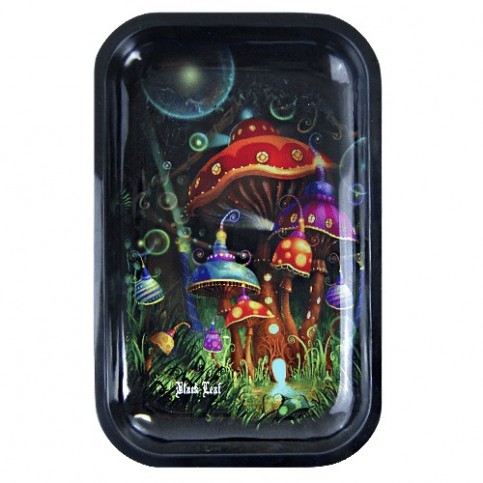 Magic Mushroom Black Leaf Roll Tray (M) kovová