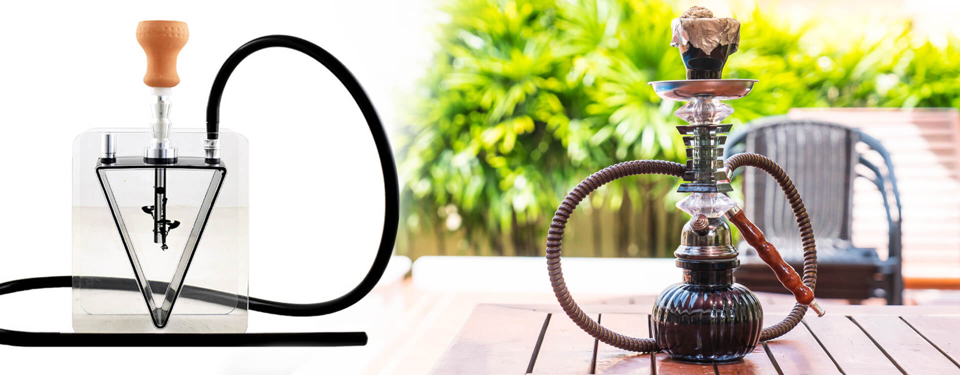 Prenosná vodná fajka: Aladin Acryl Hookah Edge a ďalšia vodná fajka menšej veľkosti